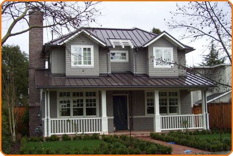 grey house brown metal roof|white barn brown roof.